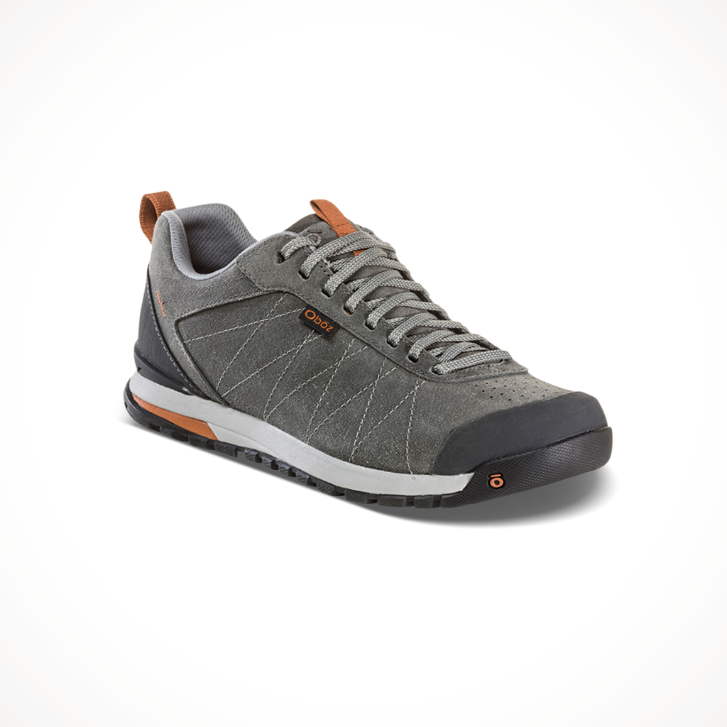 Product image: Oboz Mens Bozeman Low Leather Shoes Charcoal, shown from a three-quarter angled view.