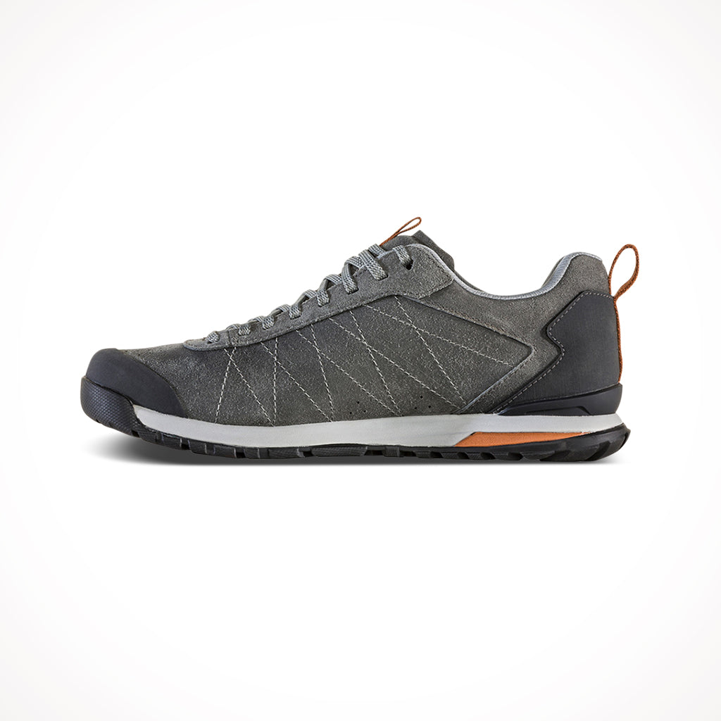 Product image: Oboz Mens Bozeman Low Leather Shoes Charcoal, side profile view.