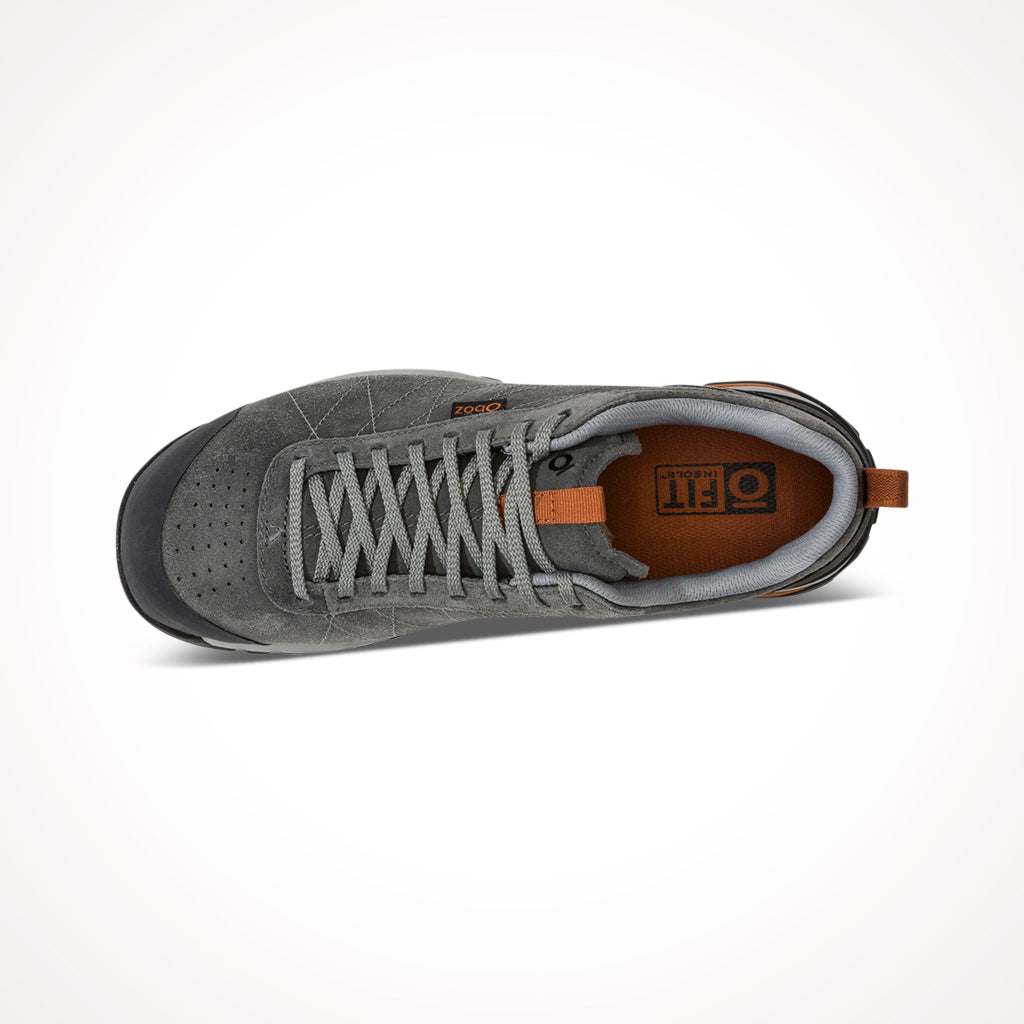 Product image: Oboz Mens Bozeman Low Leather Shoes Charcoal, shown from above.