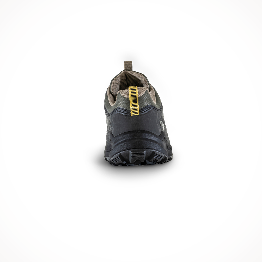 Product image: Oboz Mens Katabatic Low Waterproof Evergreen, shown from the back.