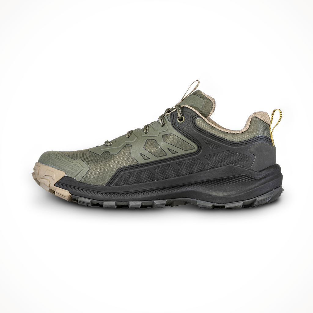 Product image: Oboz Mens Katabatic Low Waterproof Evergreen, shown from the left side profile.
