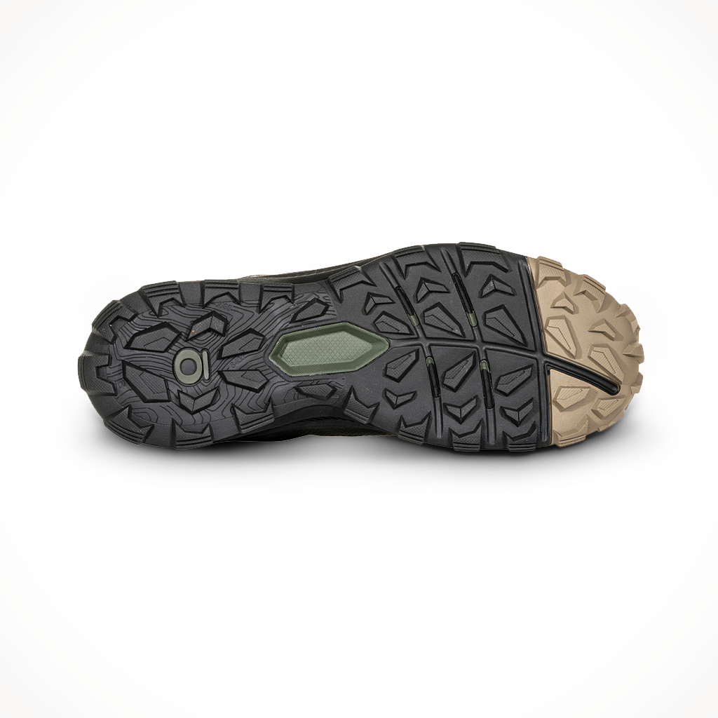 Product image: Oboz Mens Katabatic Low Waterproof Evergreen, showing the outsole tread pattern.
