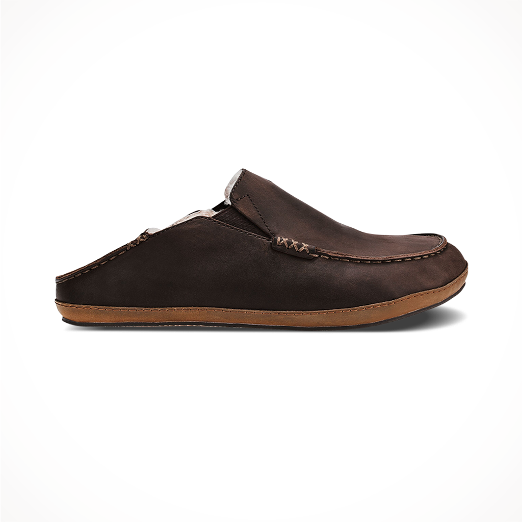 Product image: Olukai Mens Moloa Slipper Dark Wood Heel.