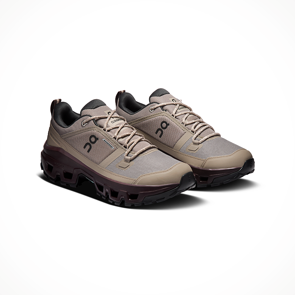 Product image: On Cloudrock Low WP Cinder Ox Womens 2026, shown as a pair.