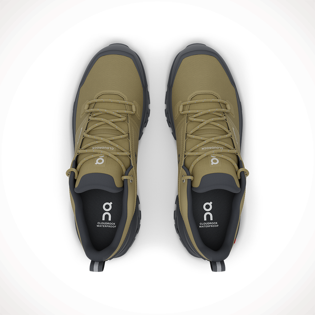 Product image: On Cloudrock Low WP Hunter B Lack Mens 2025, shown from above.