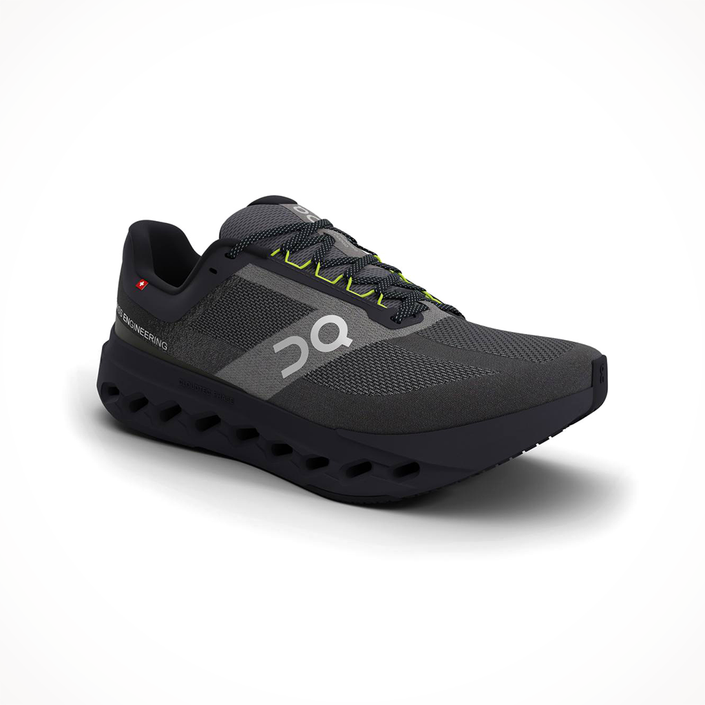 Product image: On Cloudsurfer next black iron Mens 2024, shown from a three-quarter angled view.