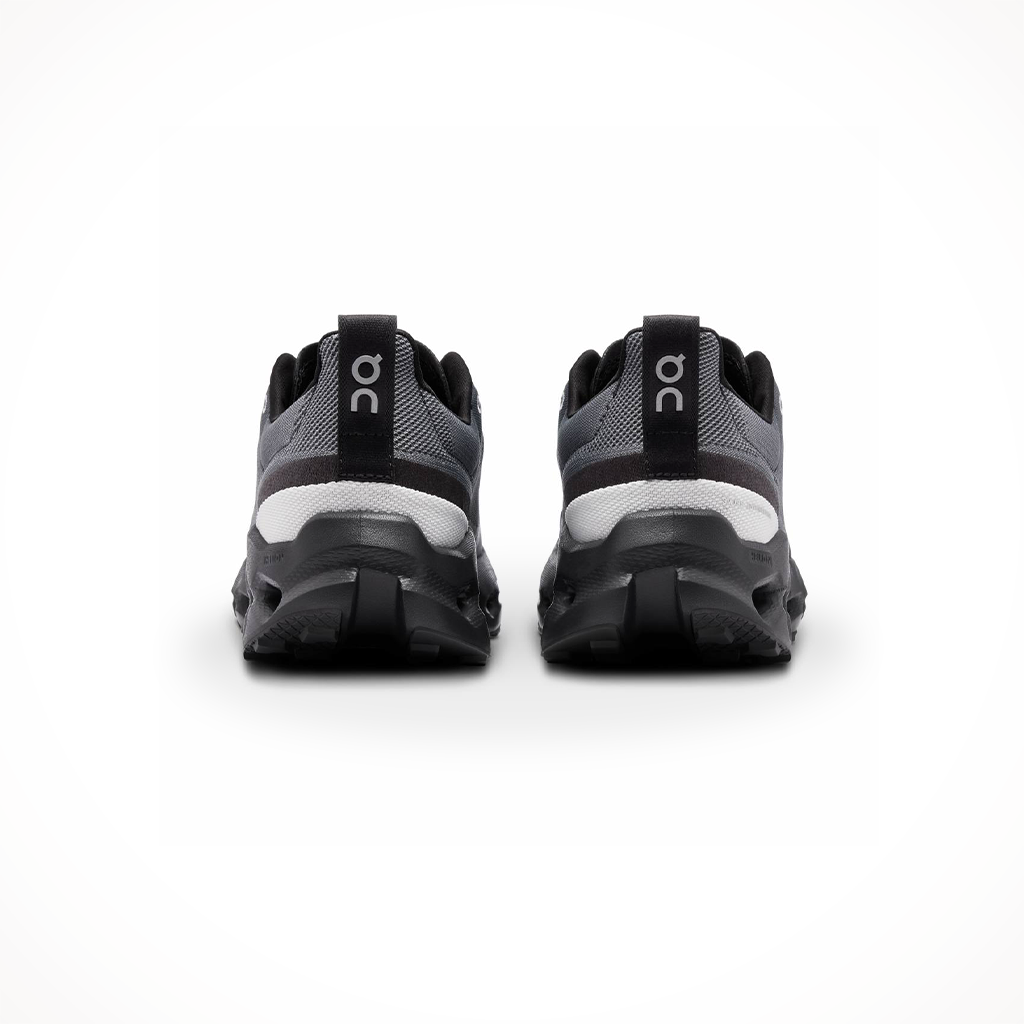 Product image: On Mens Cloudsurfer Trail Eclipse Black, shown from the back.