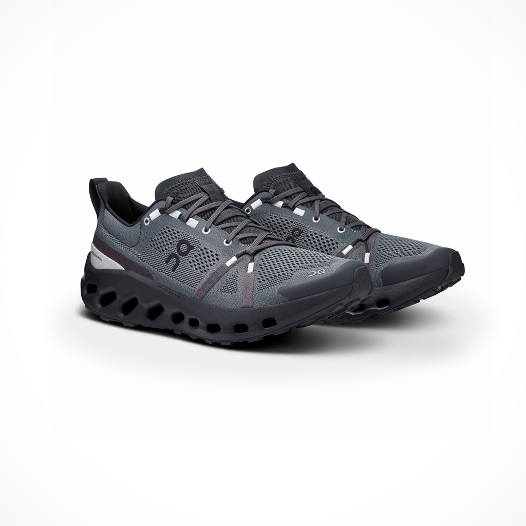 Product image: On Mens Cloudsurfer Trail Eclipse Black, shown from a three-quarter angled view.