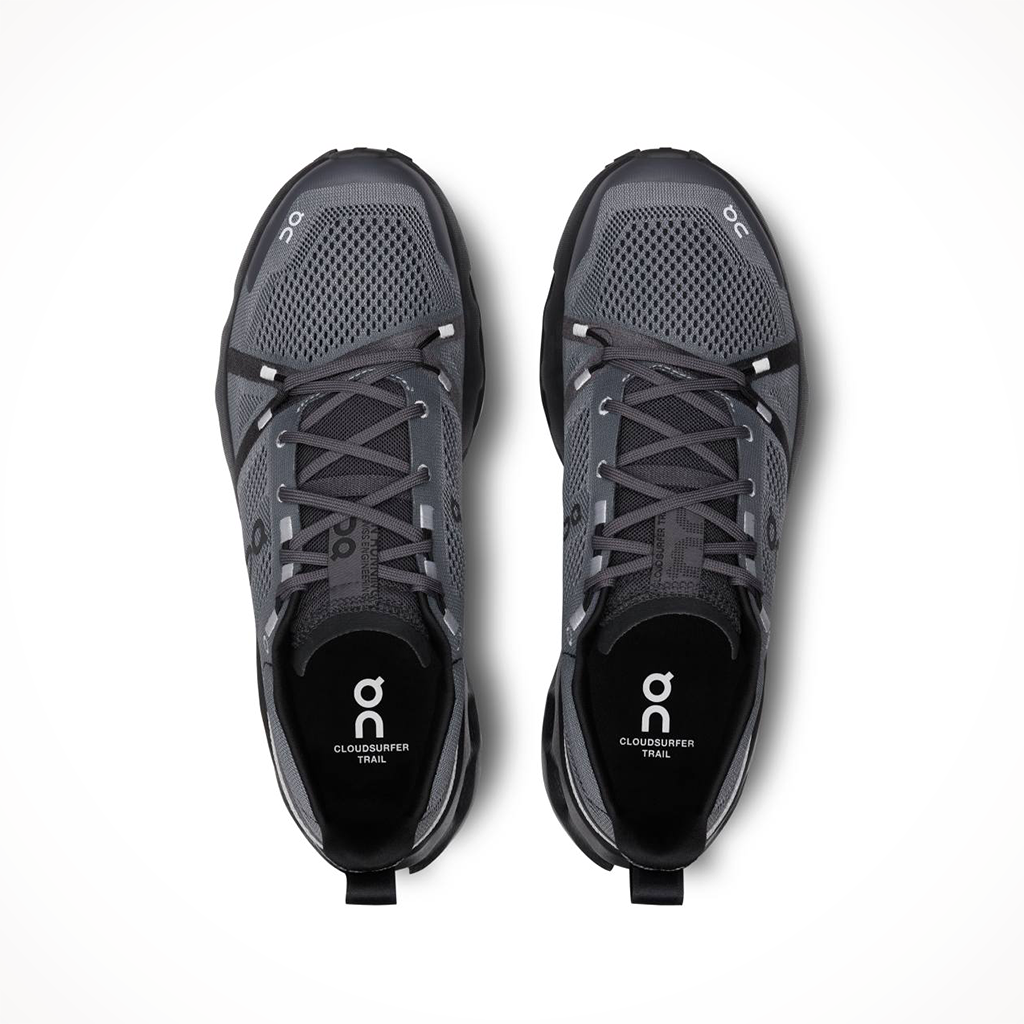 Product image: On Mens Cloudsurfer Trail Eclipse Black, shown from above.