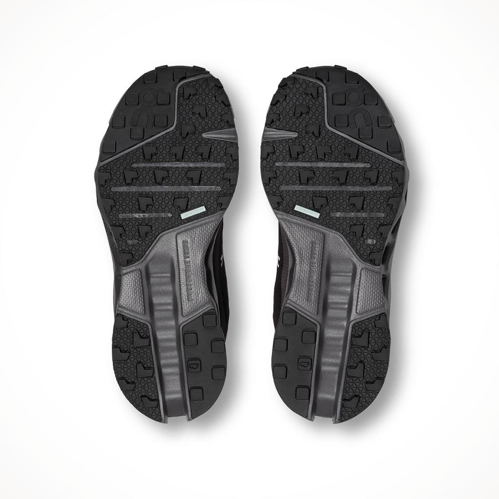 Product image: On Mens Cloudsurfer Trail WP Black Eclipse, showing the outsole tread pattern.