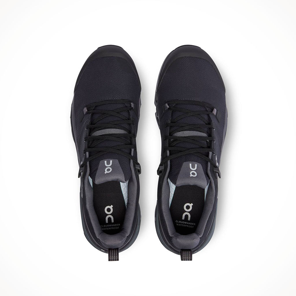 Product image: On Mens Cloudwander Waterproof Black Eclipse, shown from above.