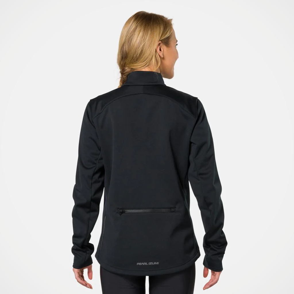 Product image: Pearl Izumi quest amfib Jacket Black womens 2026, shown from the back.