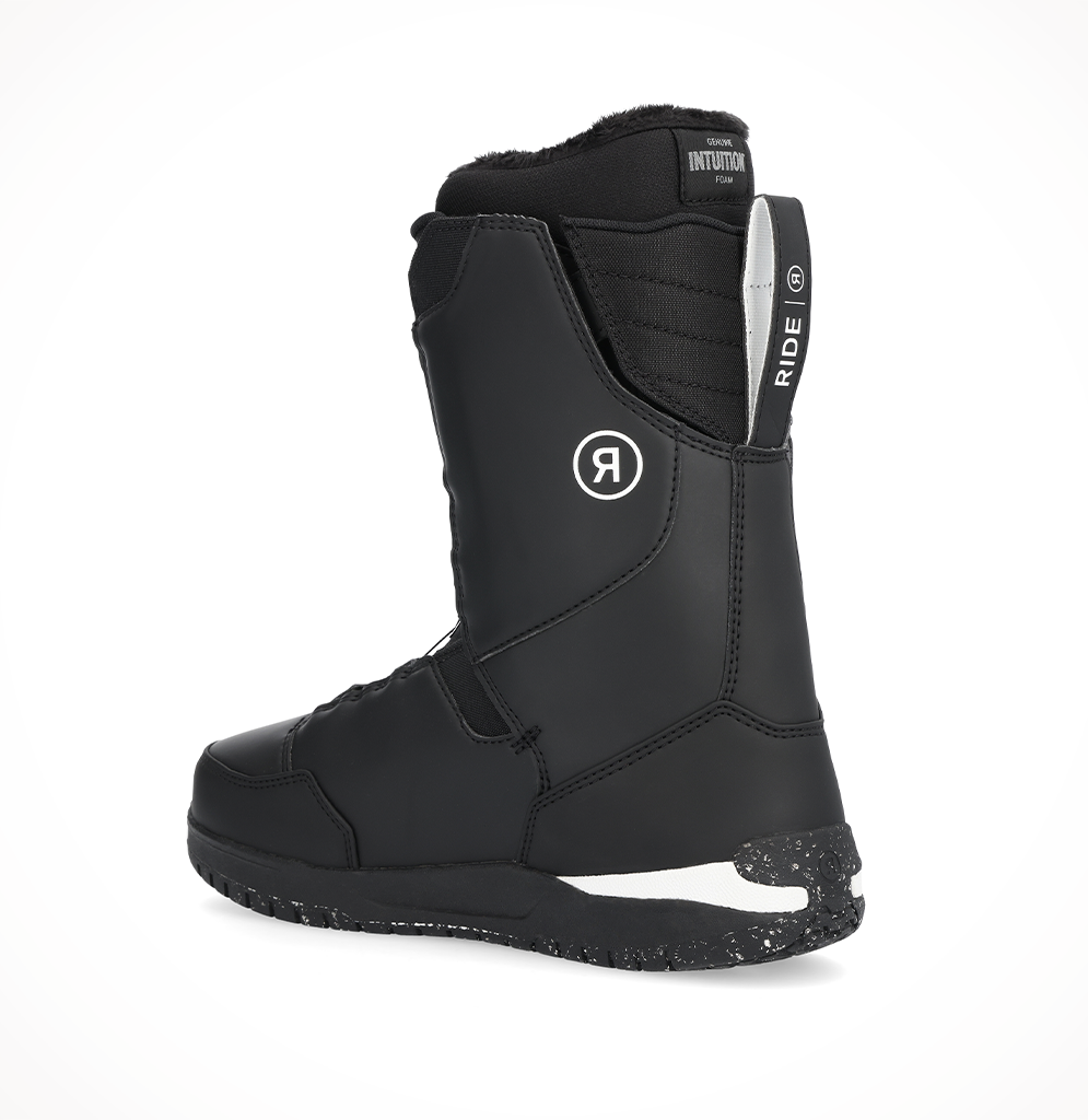 Product image: Ride Lasso Black Snowboard Boot Mens2025, shown from a three-quarter angled view.