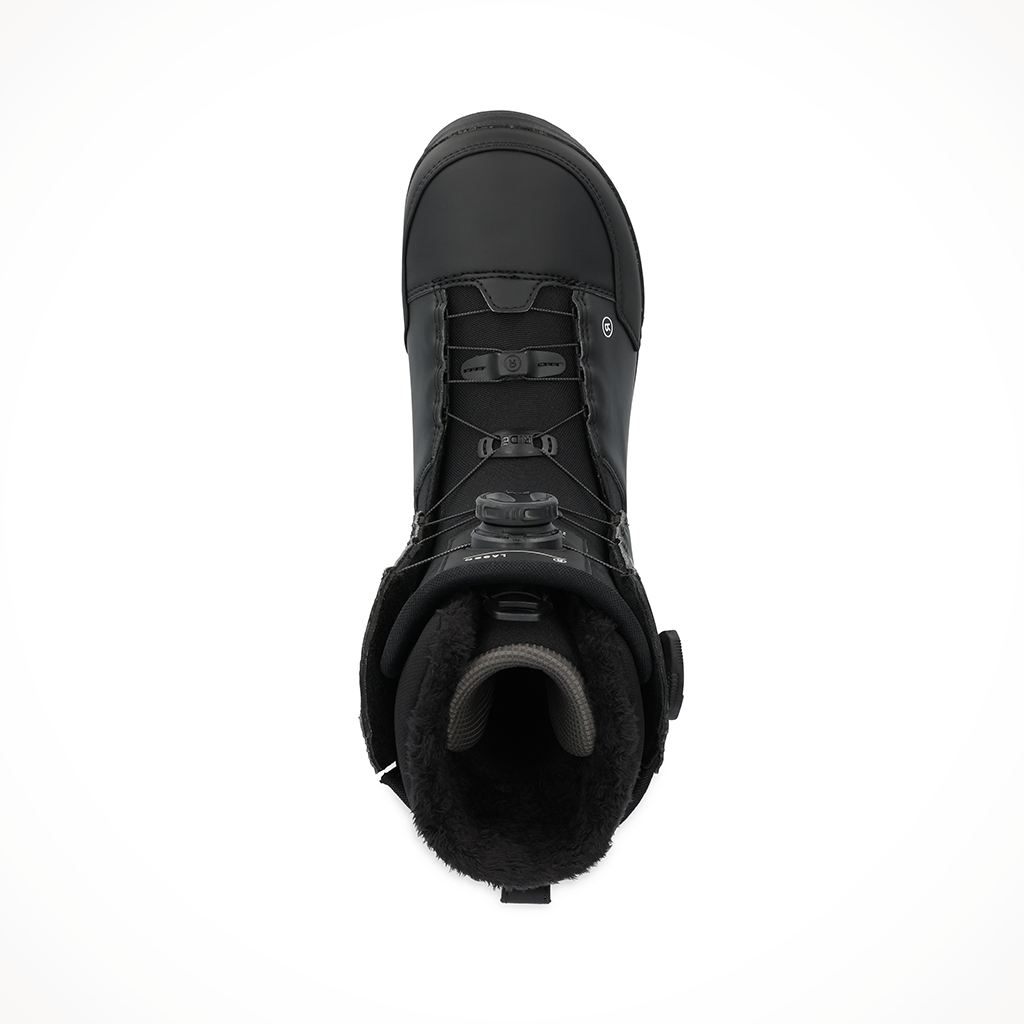 Product image: Ride Lasso Black Snowboard Boot Mens2025, shown from above.