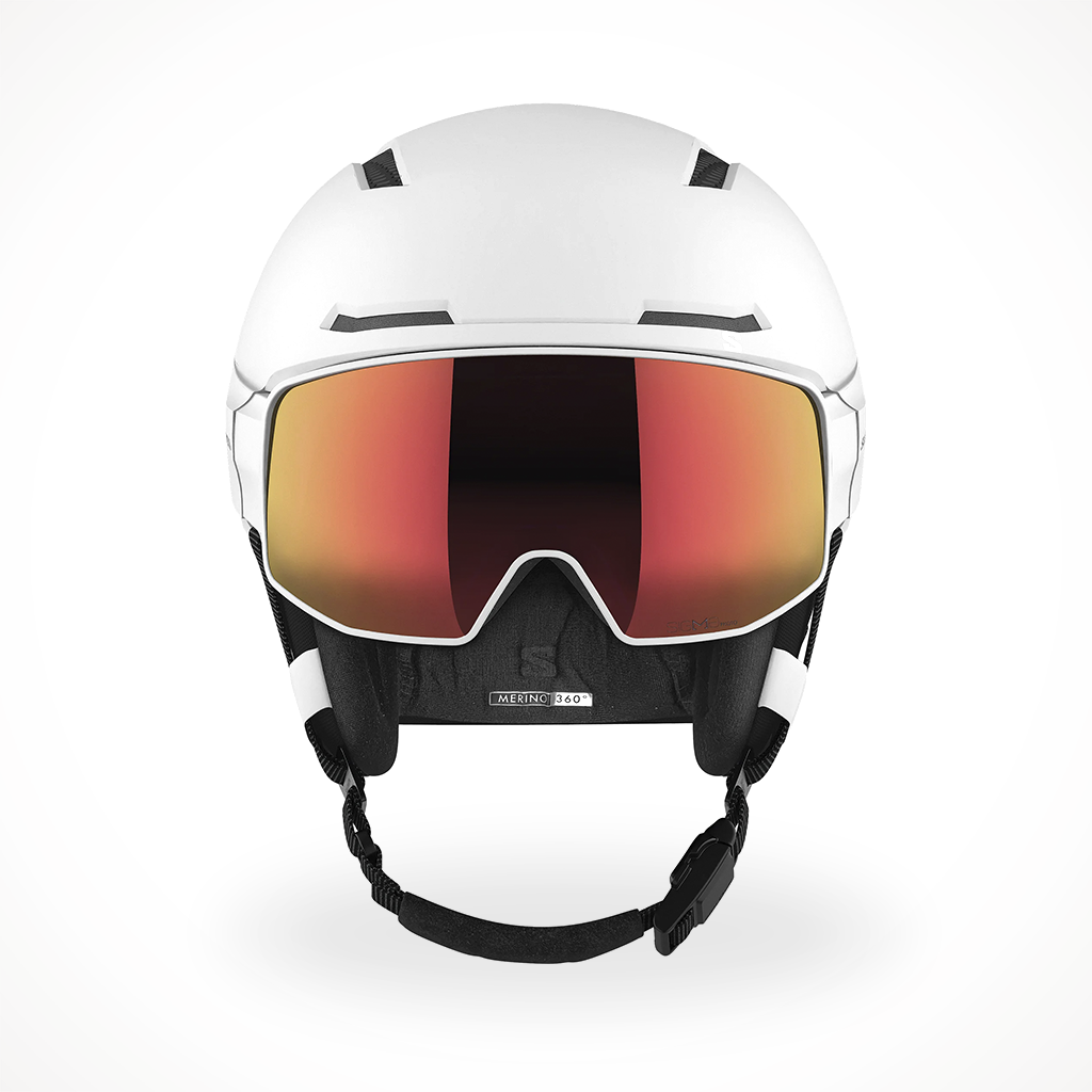 Product image: Salomon Driver Sigma Photo MIPS 2024 Snow Helmet White, shown from the front.