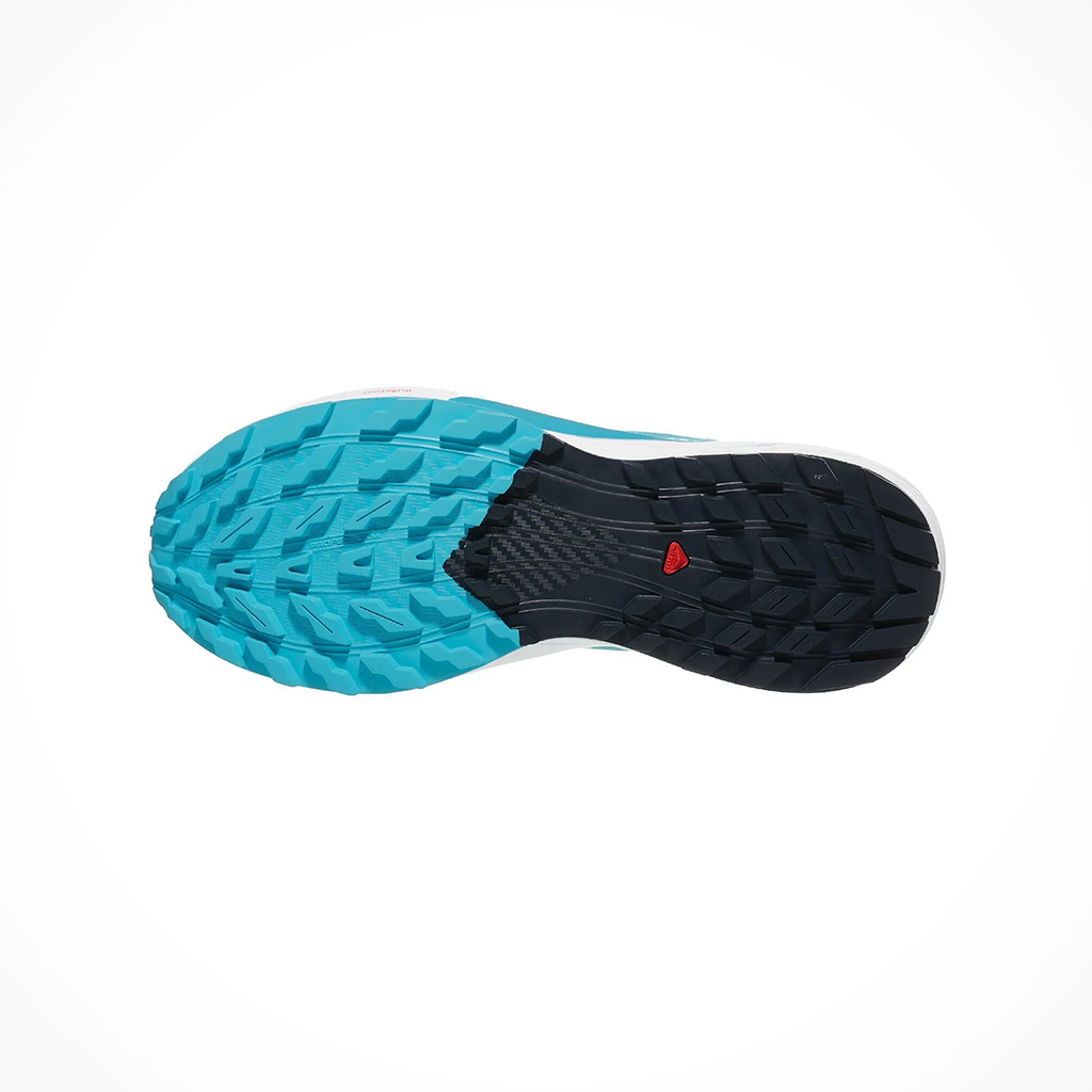 Product image: Salomon Sense Ride 5 Cashmere B Lue Peacock B Lue womens 2024, showing the bottom view.