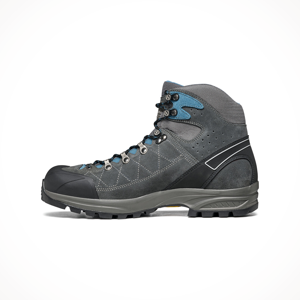 Product image: Scarpa Kailash Trek GTX Shark Grey Lake Blue Mens 2024, shown from the left side profile.