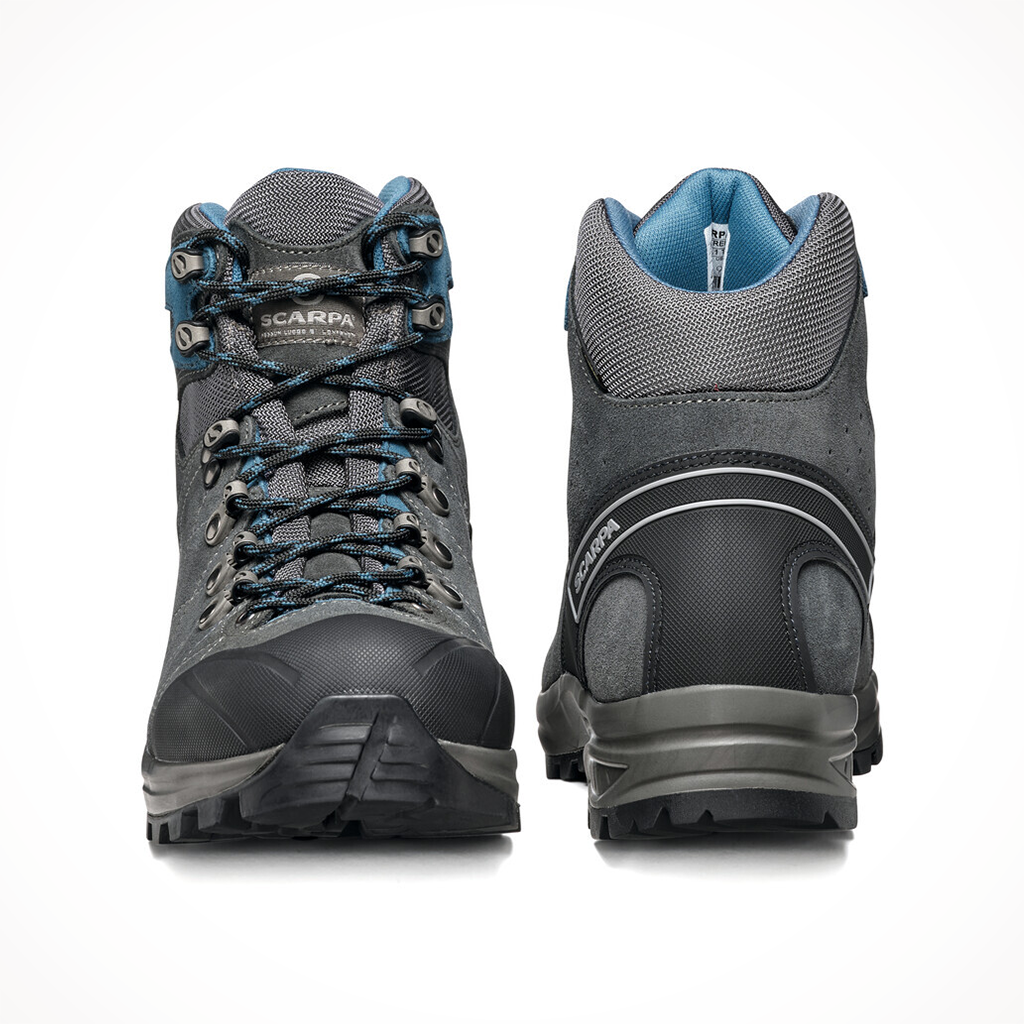 Product image: Scarpa Kailash Trek GTX Shark Grey Lake Blue Mens 2024, shown as a pair.