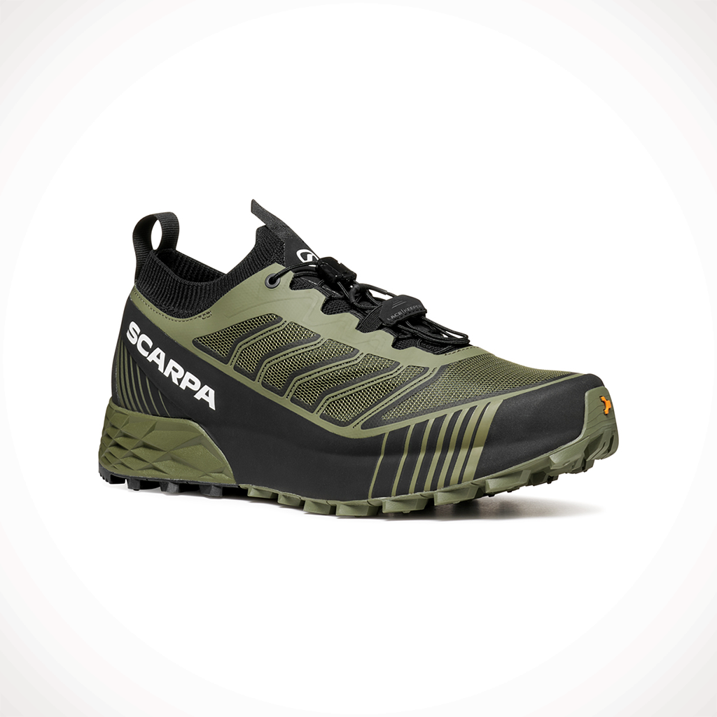 Product image: Scarpa Ribelle Run2 Olive Blk Mens 2025, shown from a three-quarter angled view.