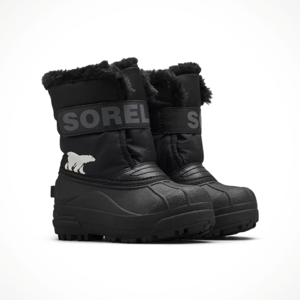 Product image: Sorel Snow Commander Boot Black Charcoal Kids 2024, shown as a pair.
