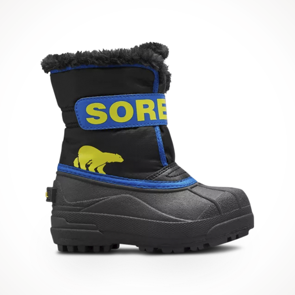Product image: Sorel Snow Commander Boot Black Super Blue Kids 2024, shown in primary marketing view.