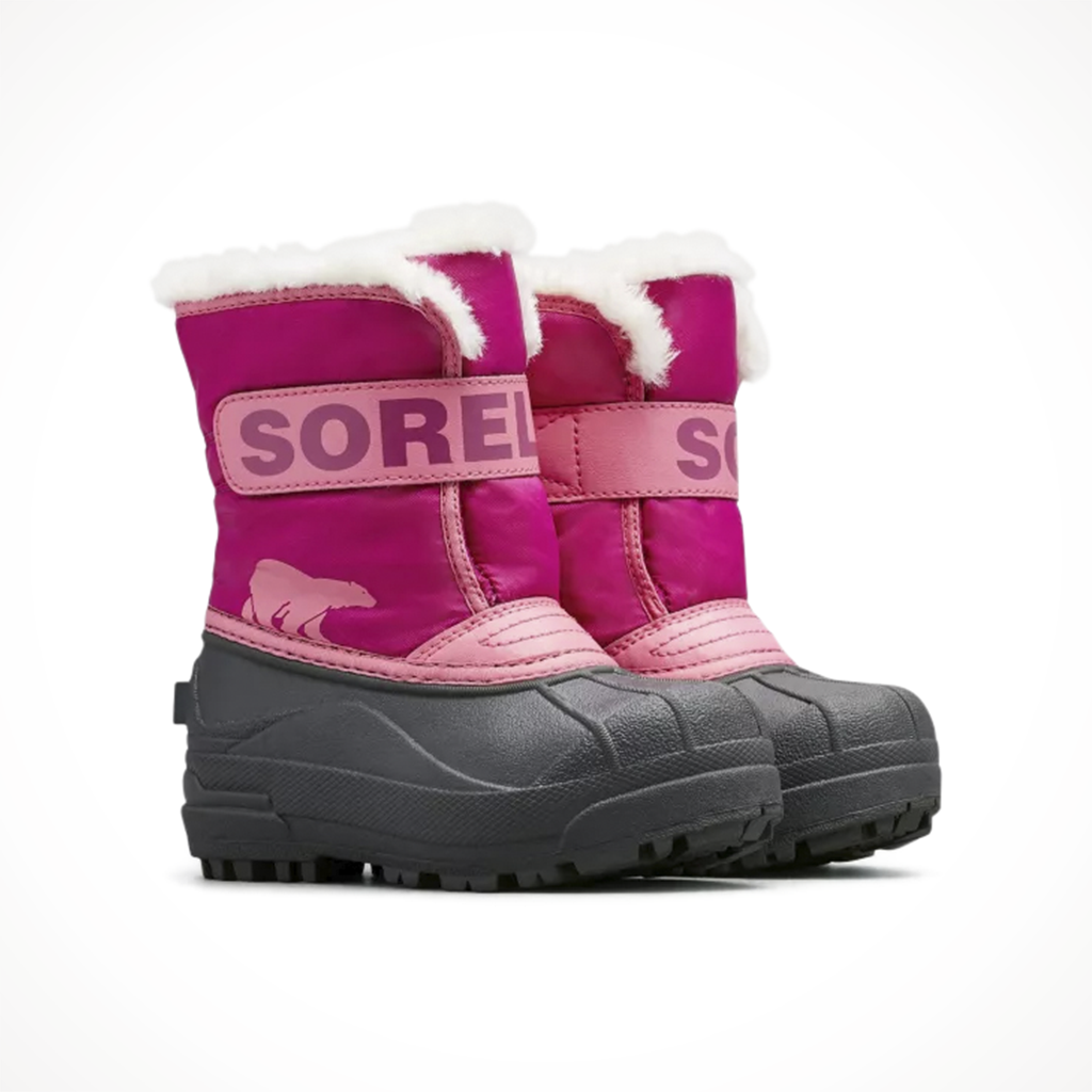 Product image: Sorel Snow Commander Boot Tropic Pink Kids 2024, shown as a pair.