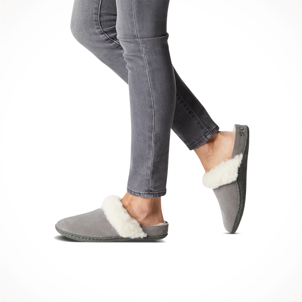 Product image: Sorel Womens Nakiska Slide II Quarry Grill, lifestyle product shot.