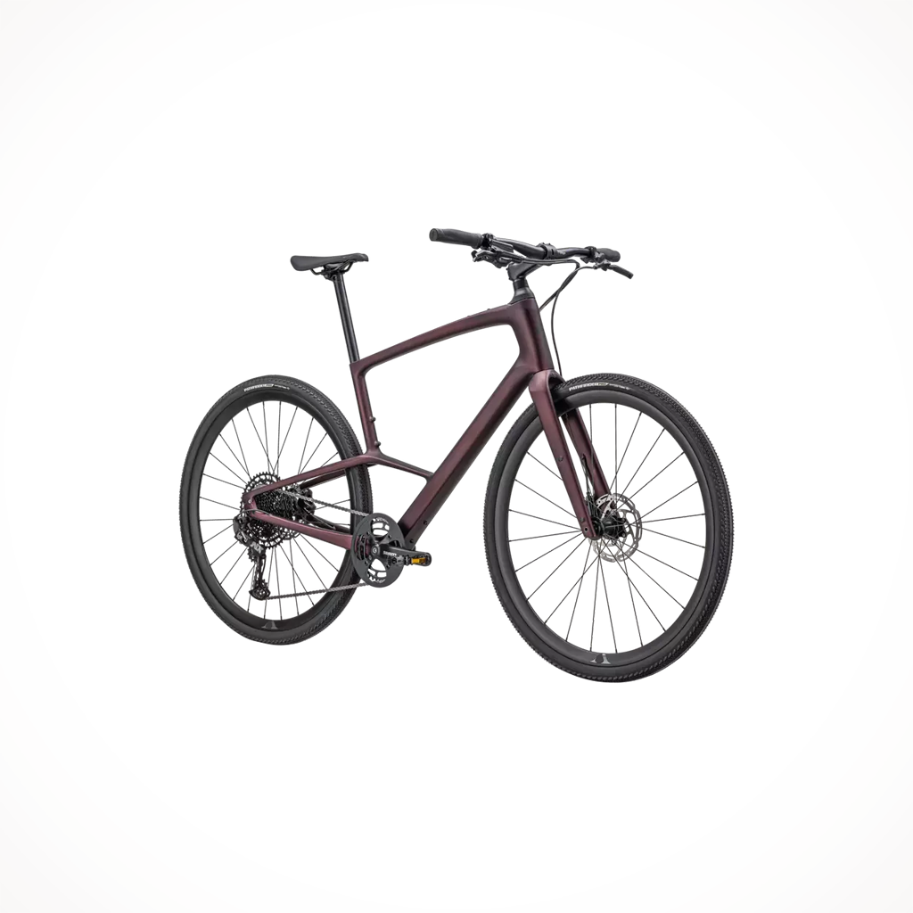 Product image: Specialized SIRRUS X 5.0 REDTNT CARB BLK 2024, shown from a three-quarter angled view.