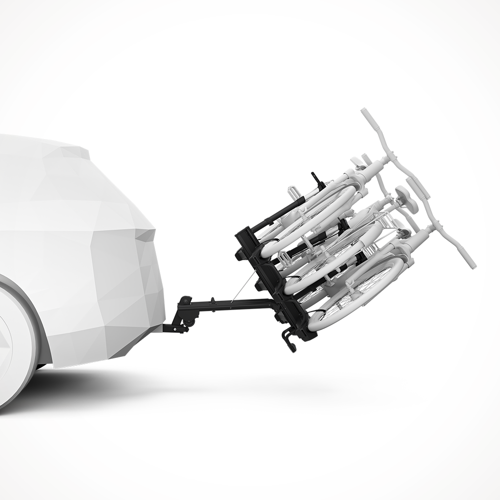 Product image: Thule Epos 3 Platform Hitch Bike Rack On Car Tilted.