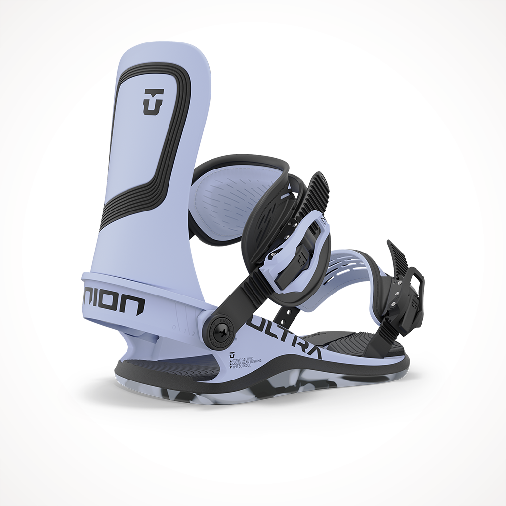 Product image: Union Ultra Womens 2024 Snowboard Binding Pale Blue, shown from the back.