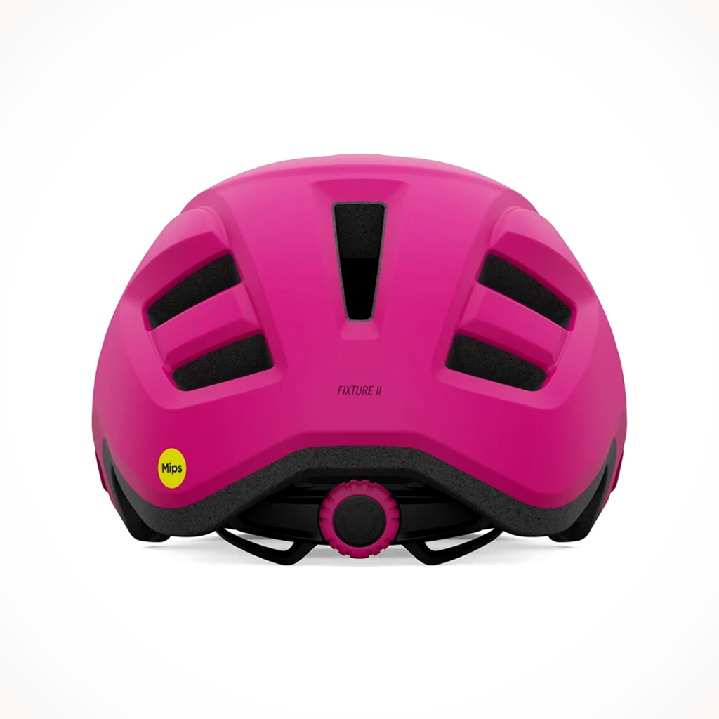 Product image: giro fixture mips ii youth youth helmet matte pink street, shown from the back.