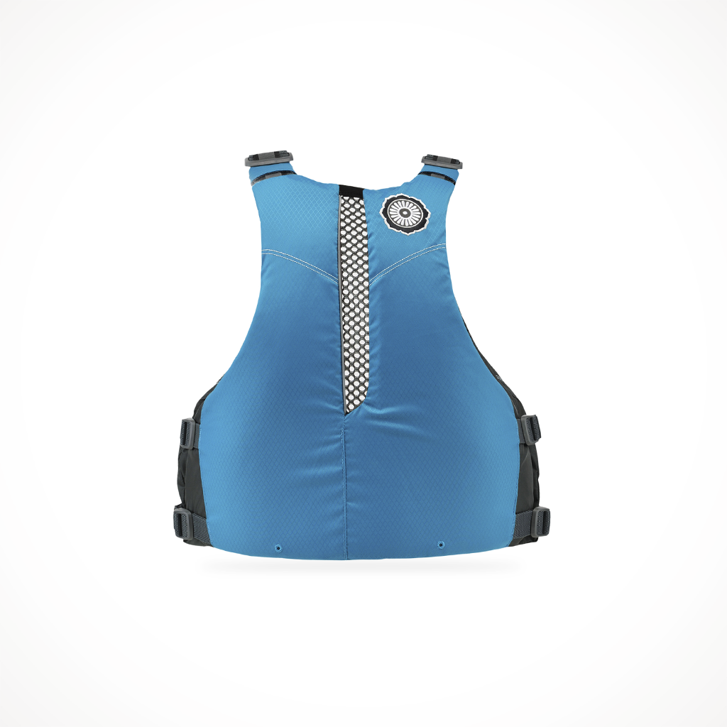 Product image: Astral E Linda PFD Water Blue Side, shown from the back.