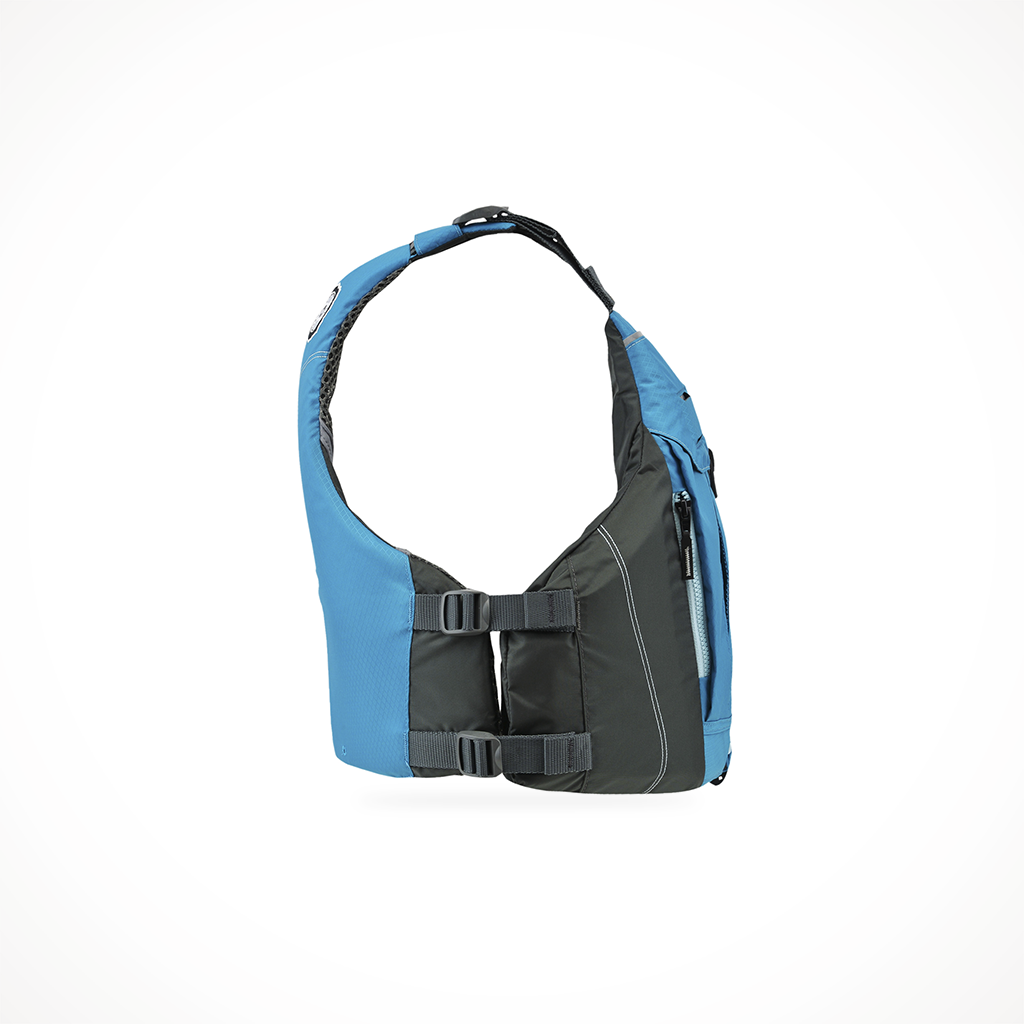 Product image: Astral E Linda PFD Water Blue, side profile view.