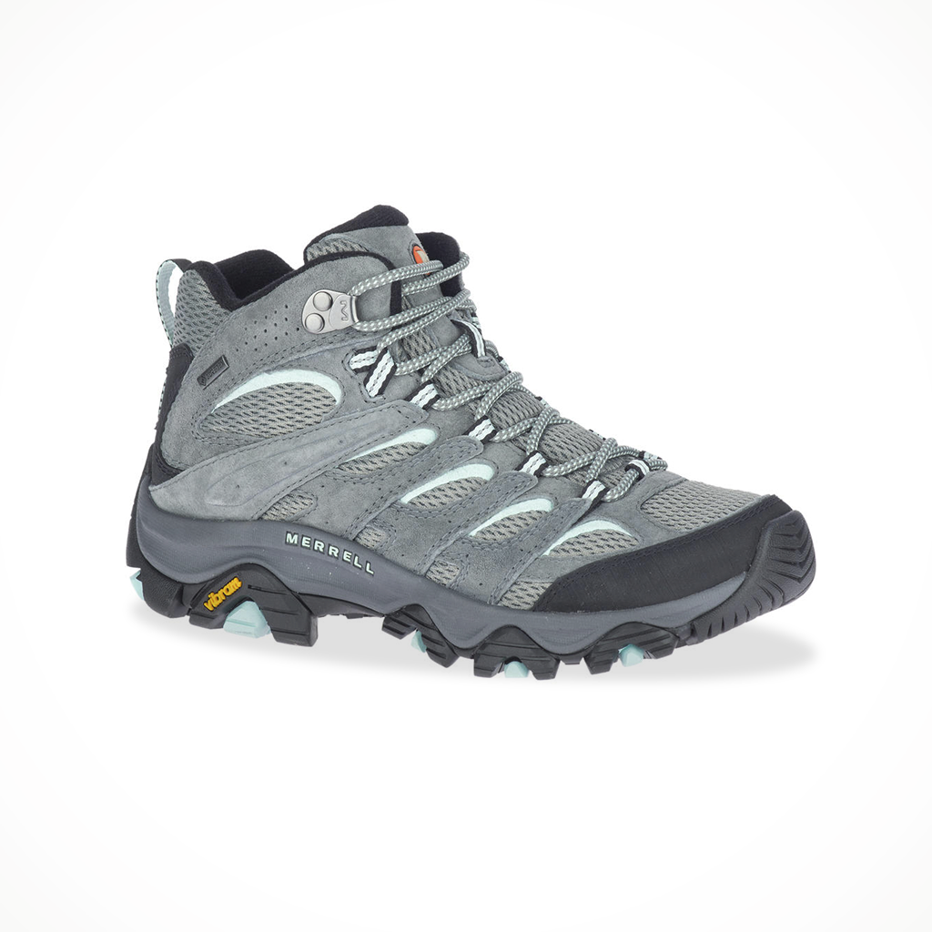 Product image: Footwear Merrell Hiking Boot Womens Moab 3 Mid GTX Sedona Sage, shown from a three-quarter angled view.