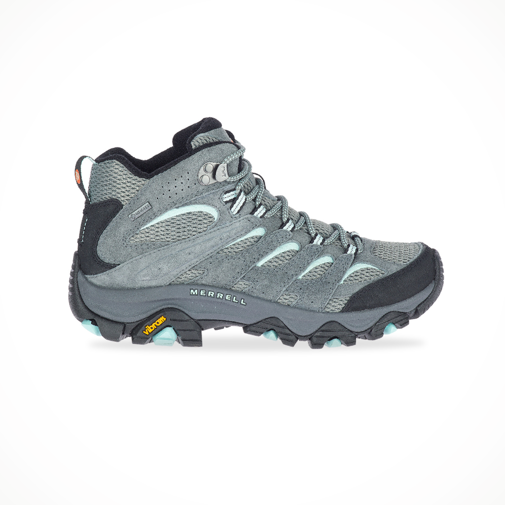 Product image: Footwear Merrell Hiking Boot Womens Moab 3 Mid GTX Sedona Sage, side profile view.