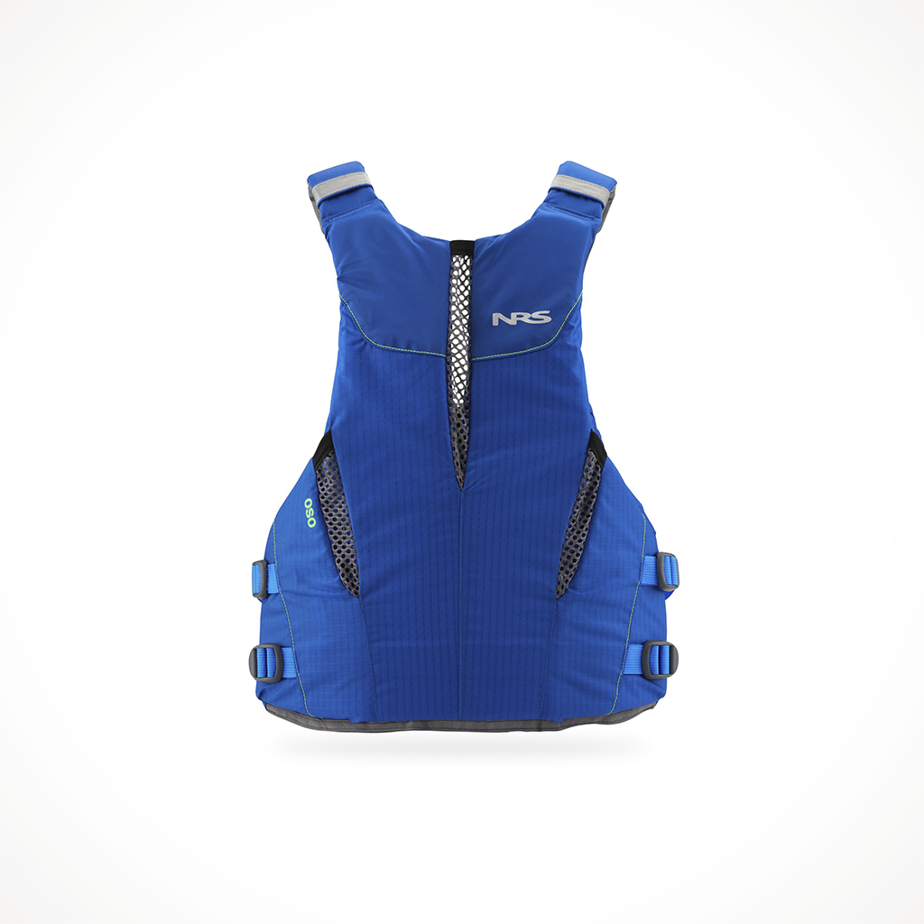 Product image: NRS Oso PFD Blue, shown from the back.