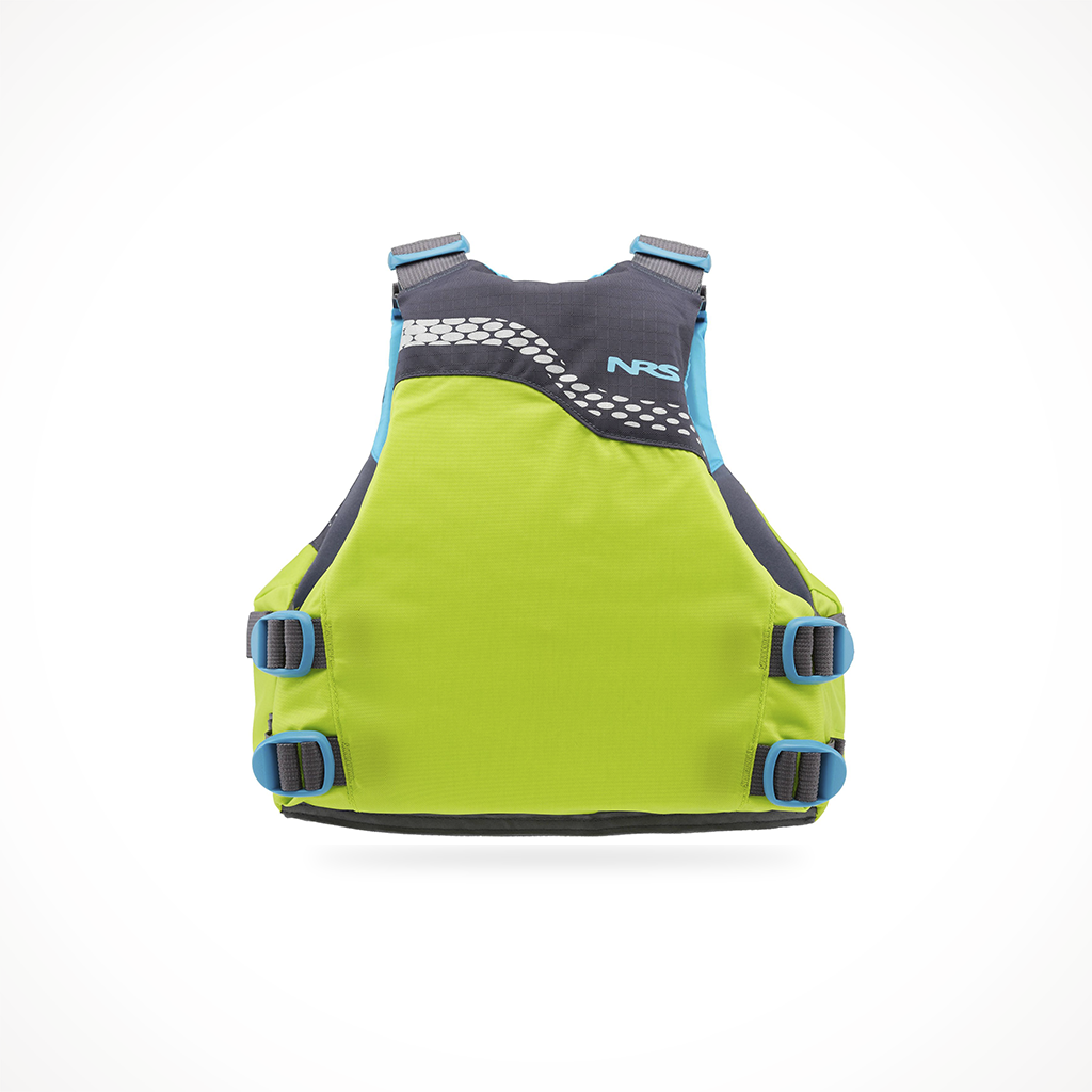 Product image: NRS Vista Youth PFD Green, shown from the back.