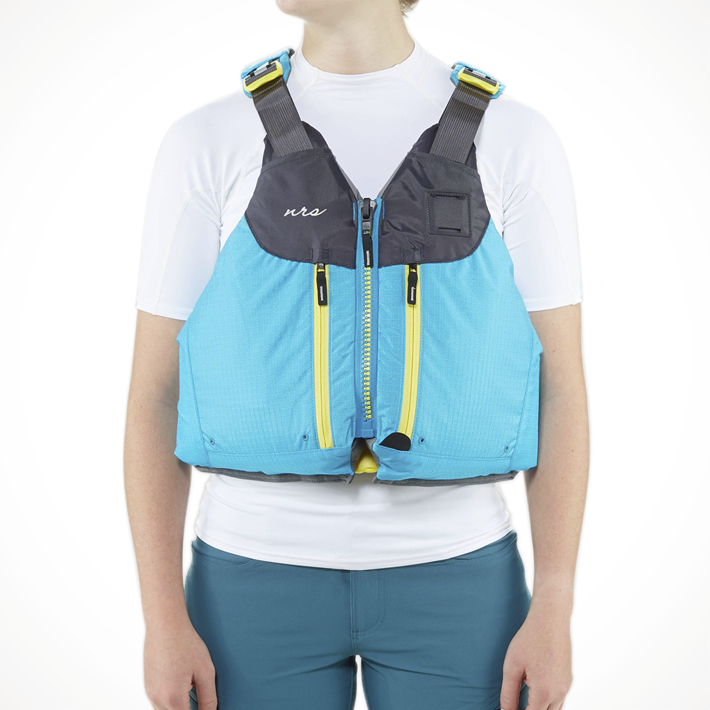 Product image: NRS Zoya Womens PFD Teal Model, shown from the front.
